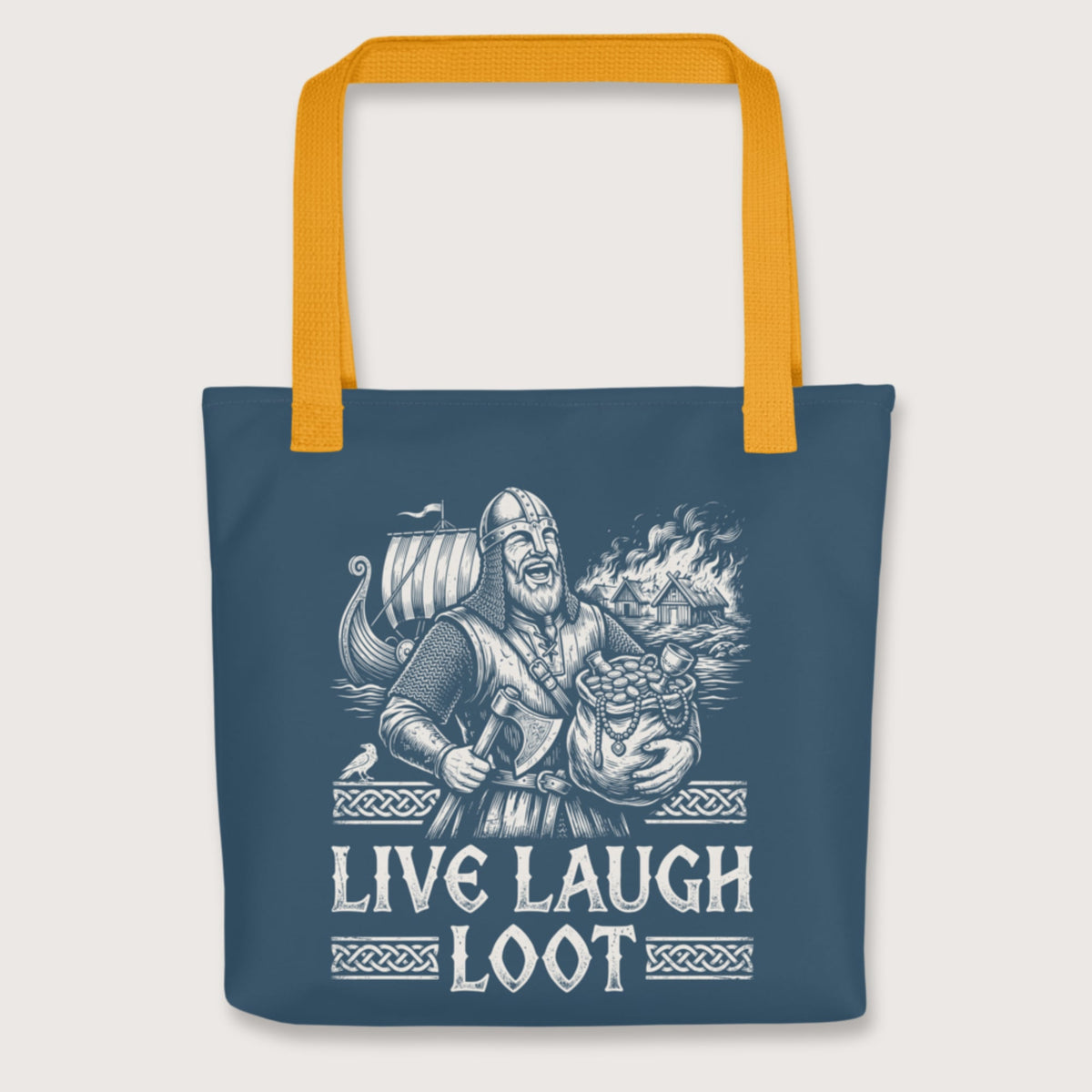 Yellow Live Laugh Loot Bag - history buff gift by HistoHead