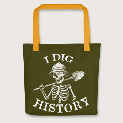 Yellow I Dig History Bag - history buff gift by HistoHead