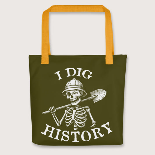 Yellow I Dig History Bag - history buff gift by HistoHead