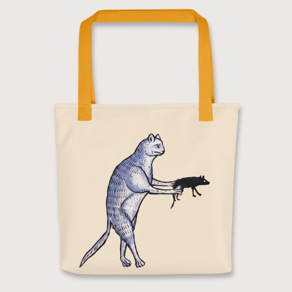 Yellow Weird Medieval Cat's Mouse-Gun Bag - history buff gift by HistoHead