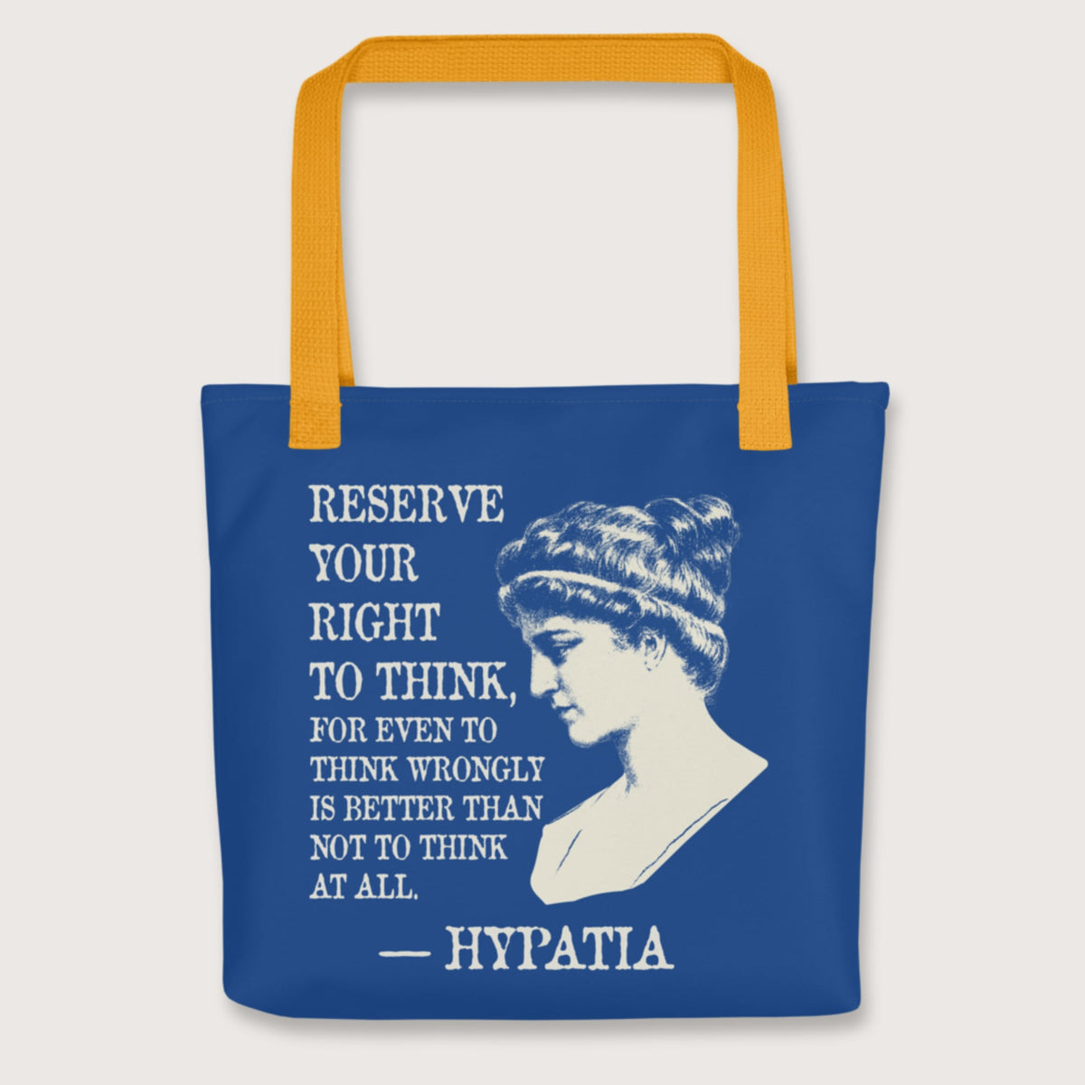 Yellow Hypatia Quote Bag - history buff gift by HistoHead