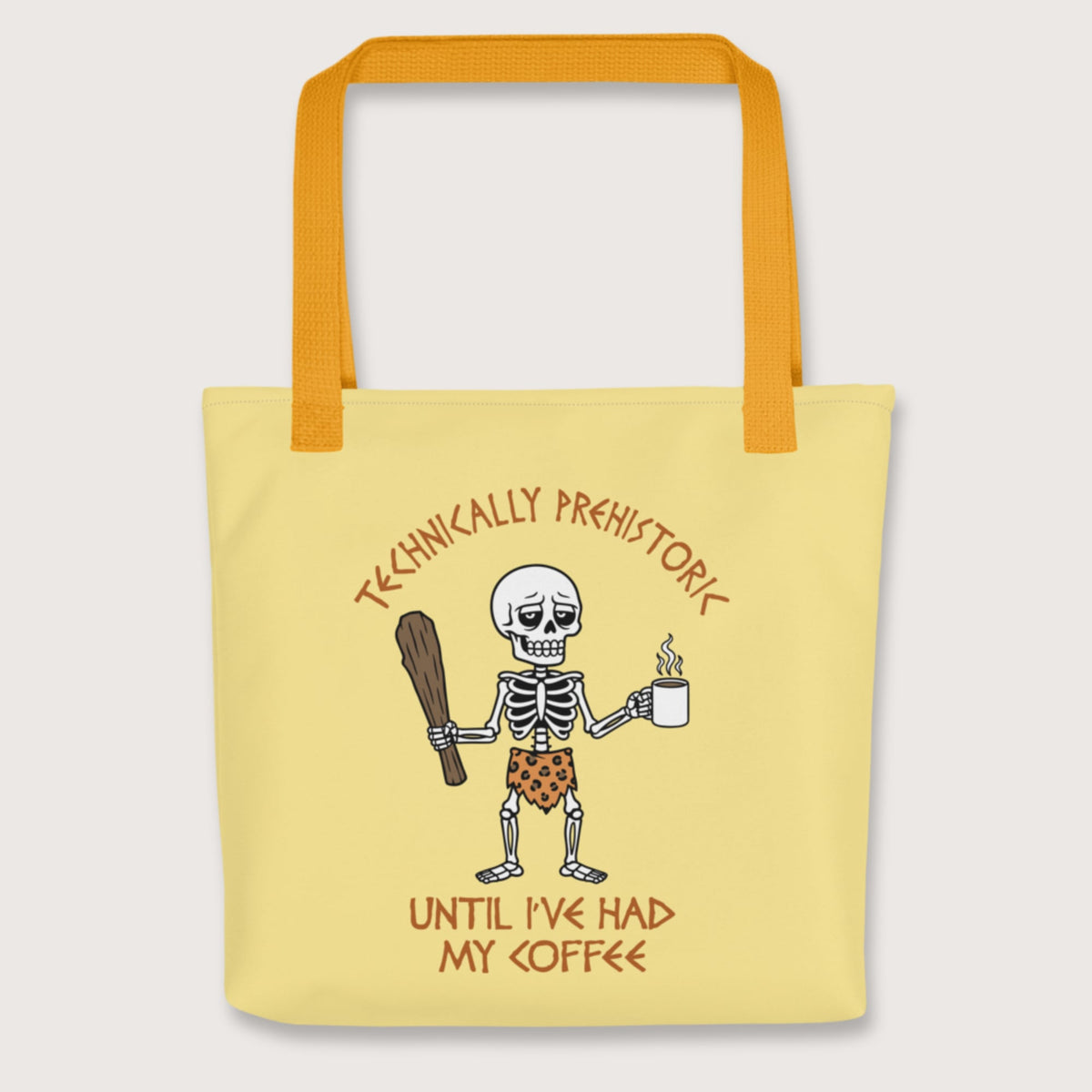 Yellow Until I've Had My Coffee Bag - history buff gift by HistoHead