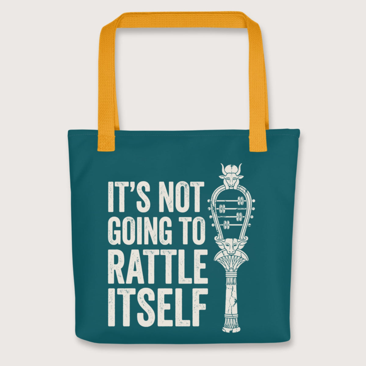 Yellow Sistrum It's Not Going to Rattle Itself Bag - history buff gift by HistoHead