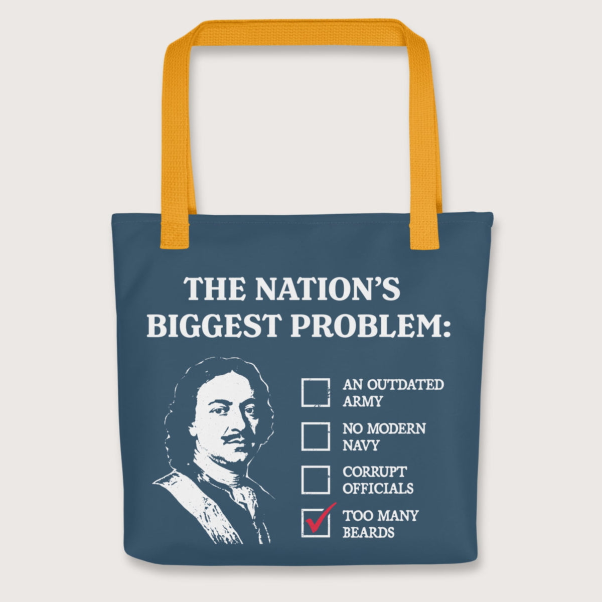 Yellow Peter the Great's Beard Tax Bag - history buff gift by HistoHead