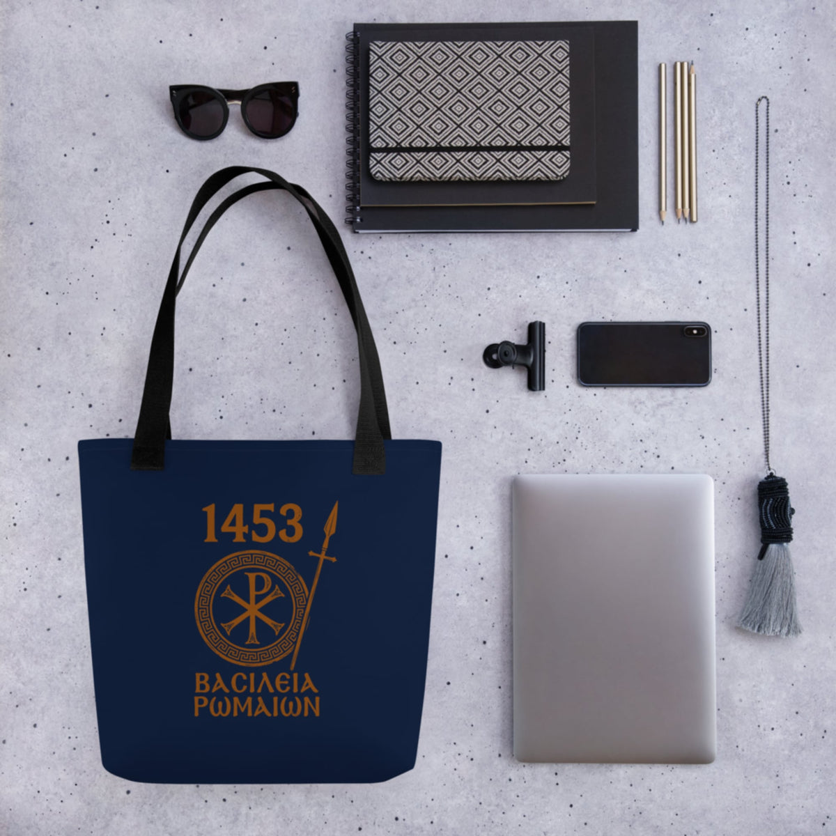 1453 Empire of the Romans in Greek Bag - history buff gift by HistoHead