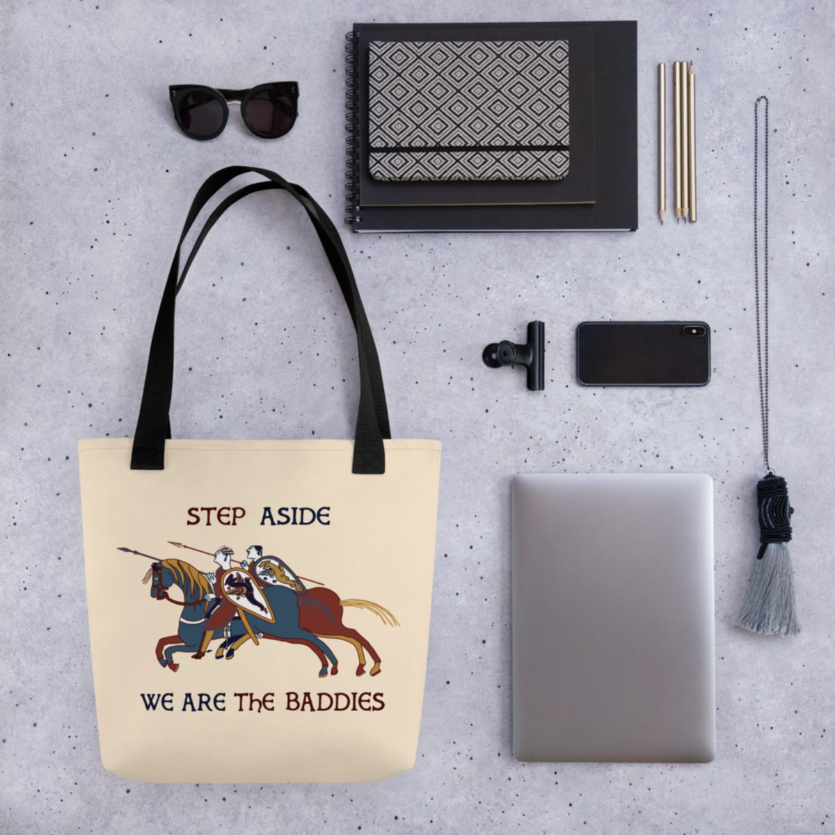 Bayeux Tapestry Step Aside We Are the Baddies Bag - history buff gift by HistoHead