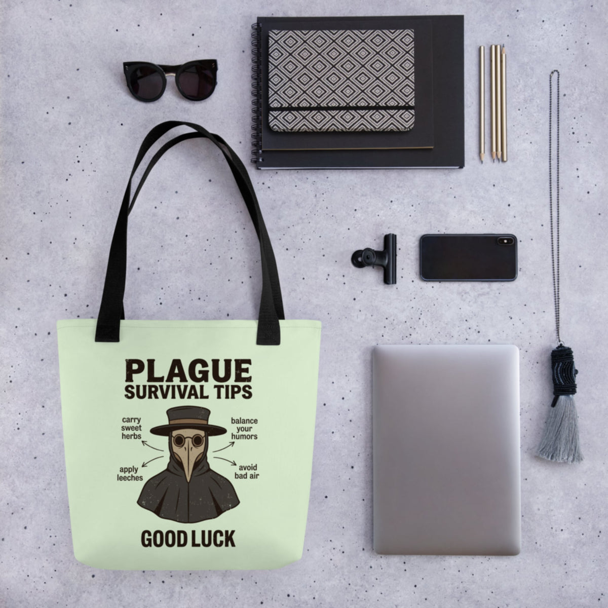 Plague Survival Tips Bag - history buff gift by HistoHead