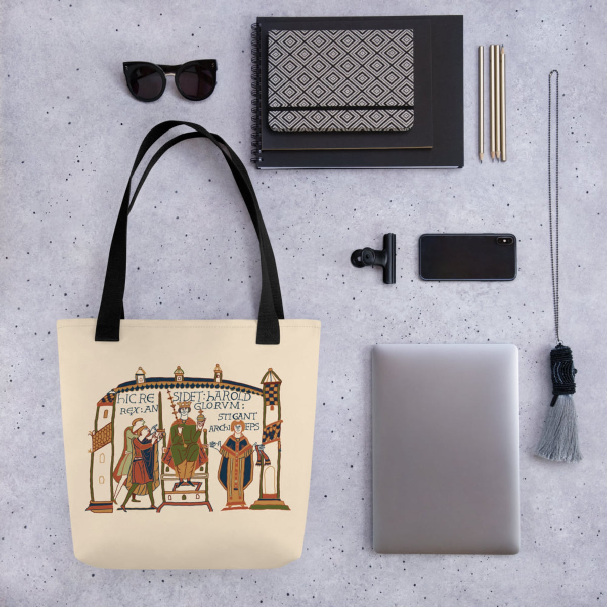 Here Sits Throned Harold King of the English Bayeux Tapestry Bag - history buff gift by HistoHead