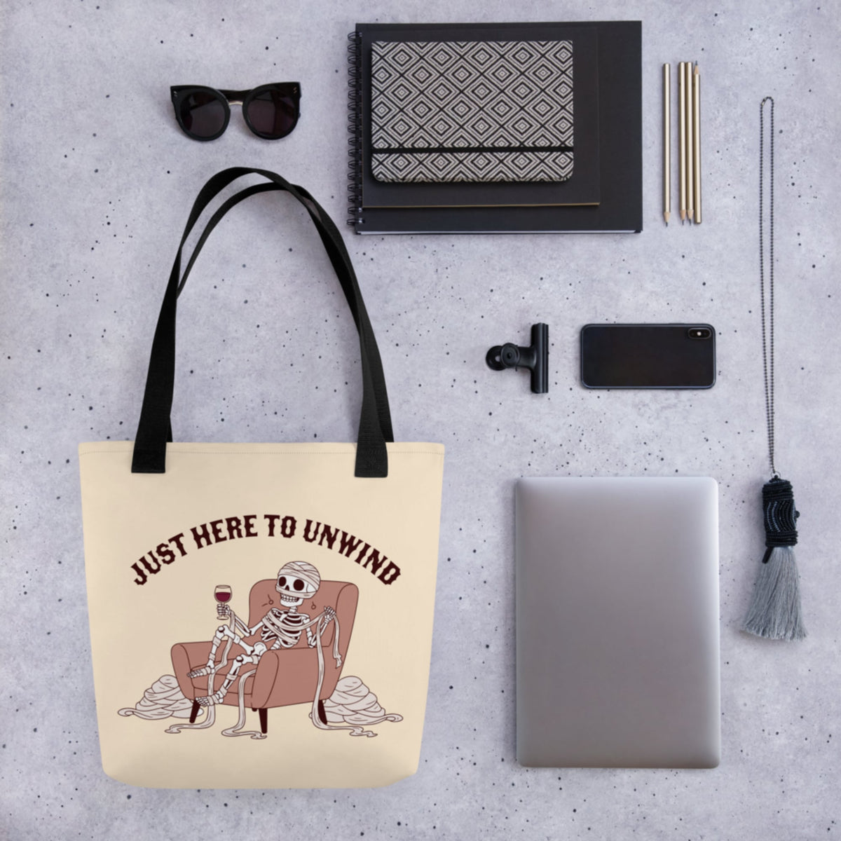 Just Here to Unwind Bag - history buff gift by HistoHead