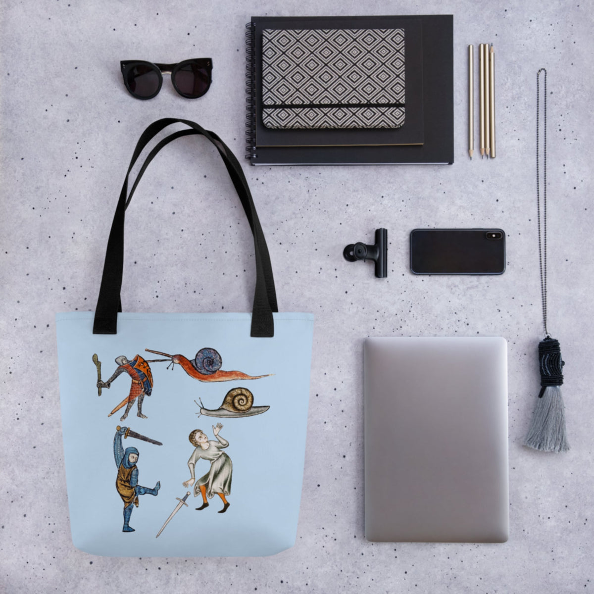 Medieval Marginalia Snail Enemy Bag - history buff gift by HistoHead