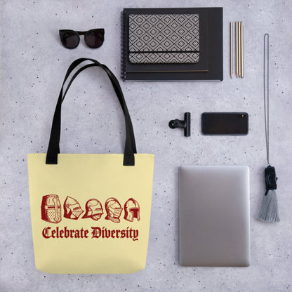 Celebrate Diversity Medieval Helmets Edition Bag - history buff gift by HistoHead