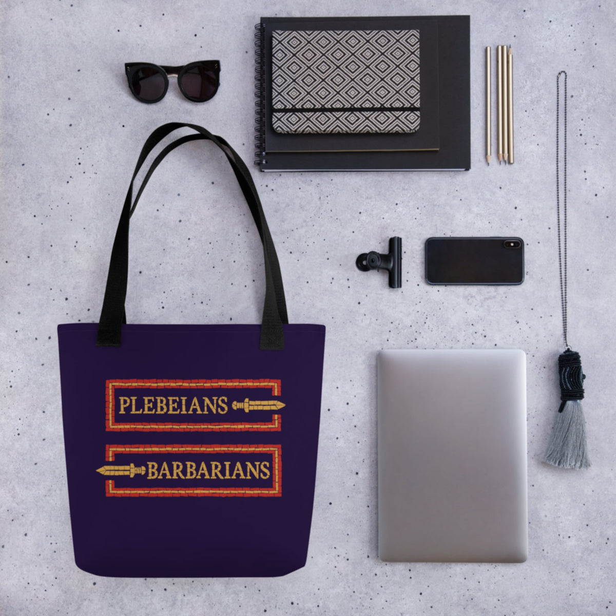 Mosaic Plebeians or Barbarians Bag - history buff gift by HistoHead