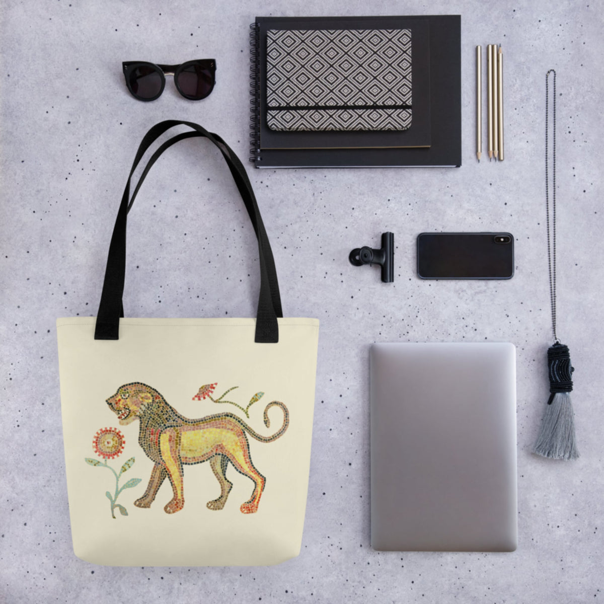 Ancient Roman Mosaic Lion Bag - history buff gift by HistoHead