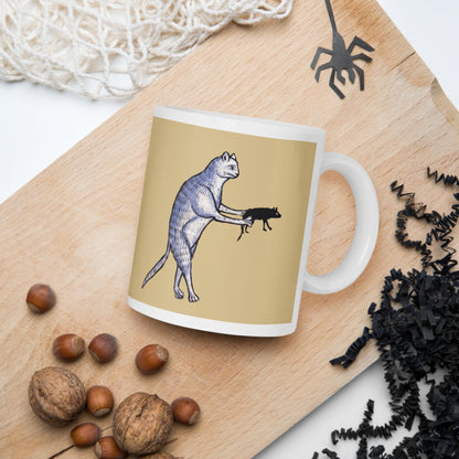 Weird Medieval Cat's Mouse-Gun Mug - history buff gift by HistoHead