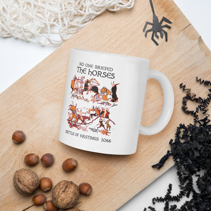 Bayeux Tapestry No One Briefed the Horses Mug - history buff gift by HistoHead