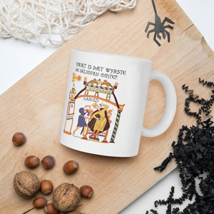 Bayeux Tapestry What's the Worst That Could Happen in Old English Mug - history buff gift by HistoHead