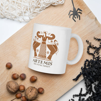 Artemis the Potnia Theron Pottery Art Mug - history buff gift by HistoHead