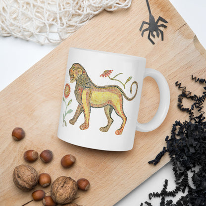 Ancient Roman Mosaic Lion Mug - history buff gift by HistoHead