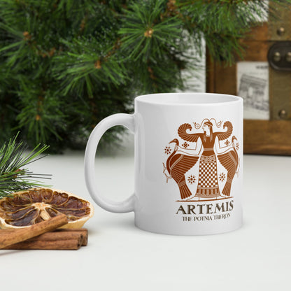 Artemis the Potnia Theron Pottery Art Mug - history buff gift by HistoHead