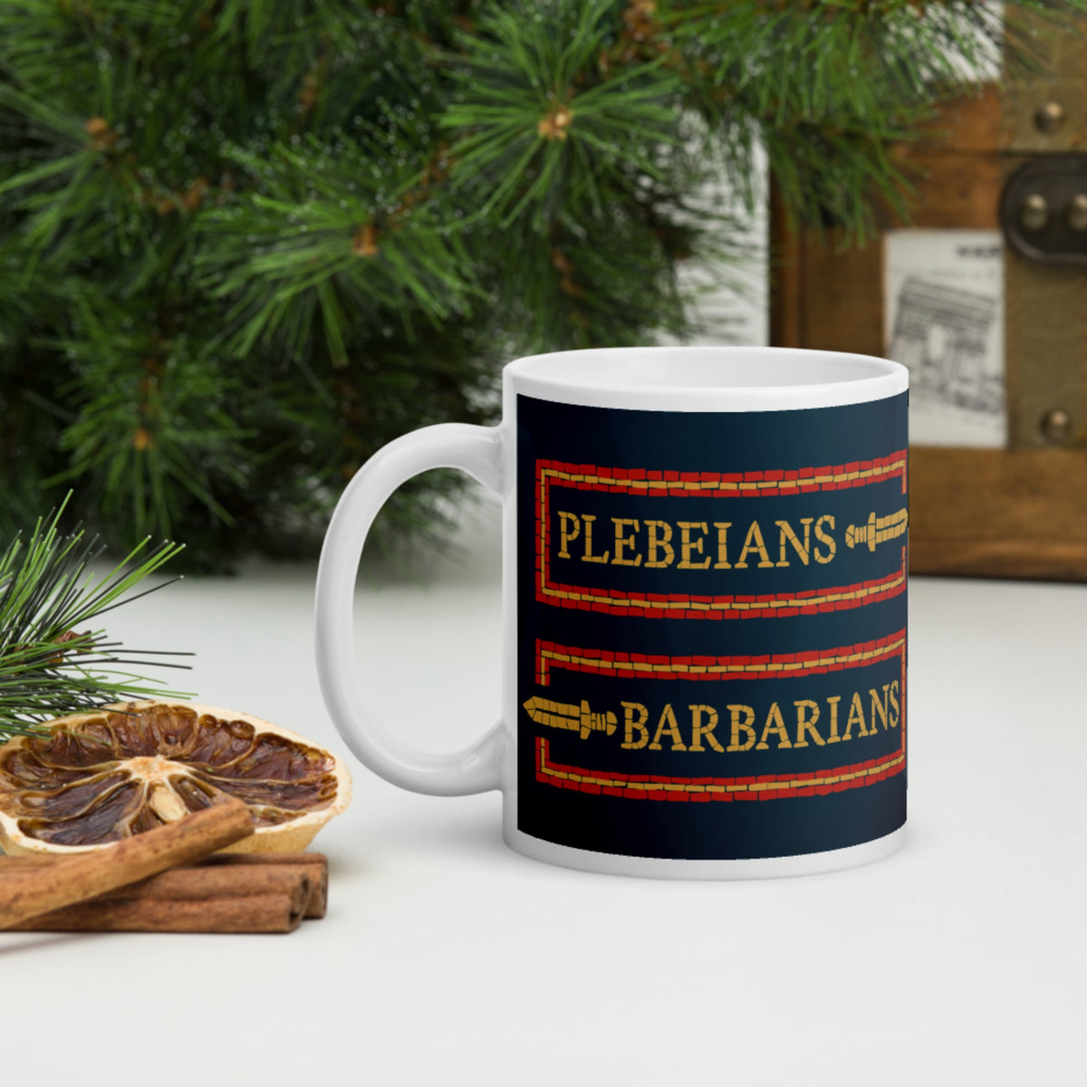 Mosaic Plebeians or Barbarians Mug - history buff gift by HistoHead