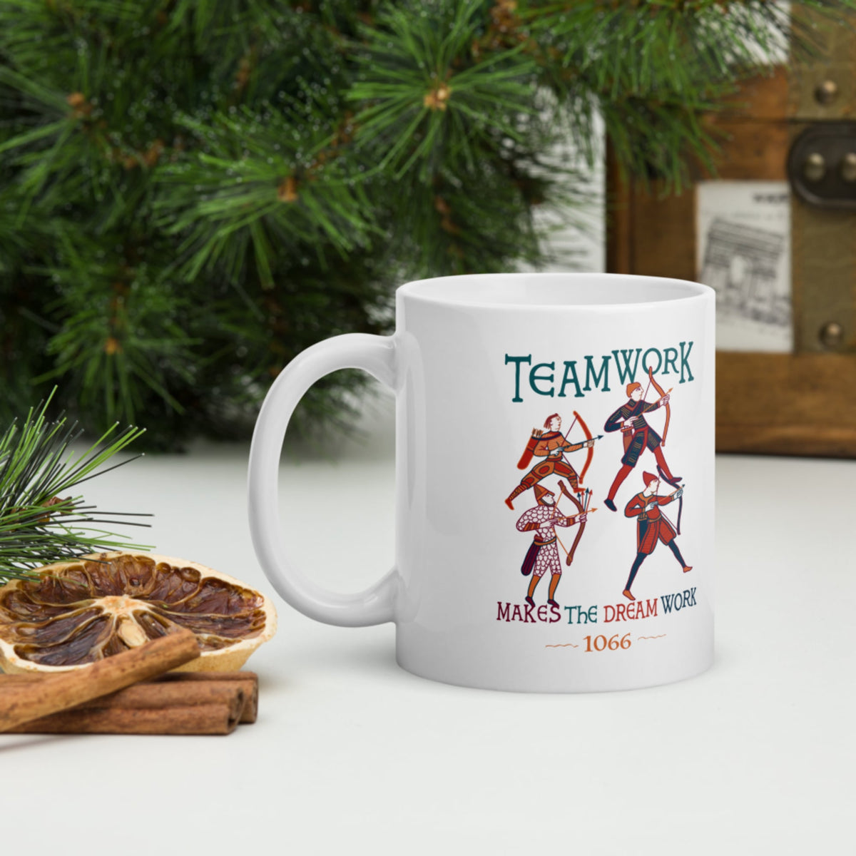 Bayeux Tapestry Teamwork Makes the Dream Work Mug - history buff gift by HistoHead