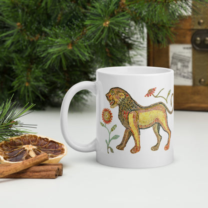 Ancient Roman Mosaic Lion Mug - history buff gift by HistoHead