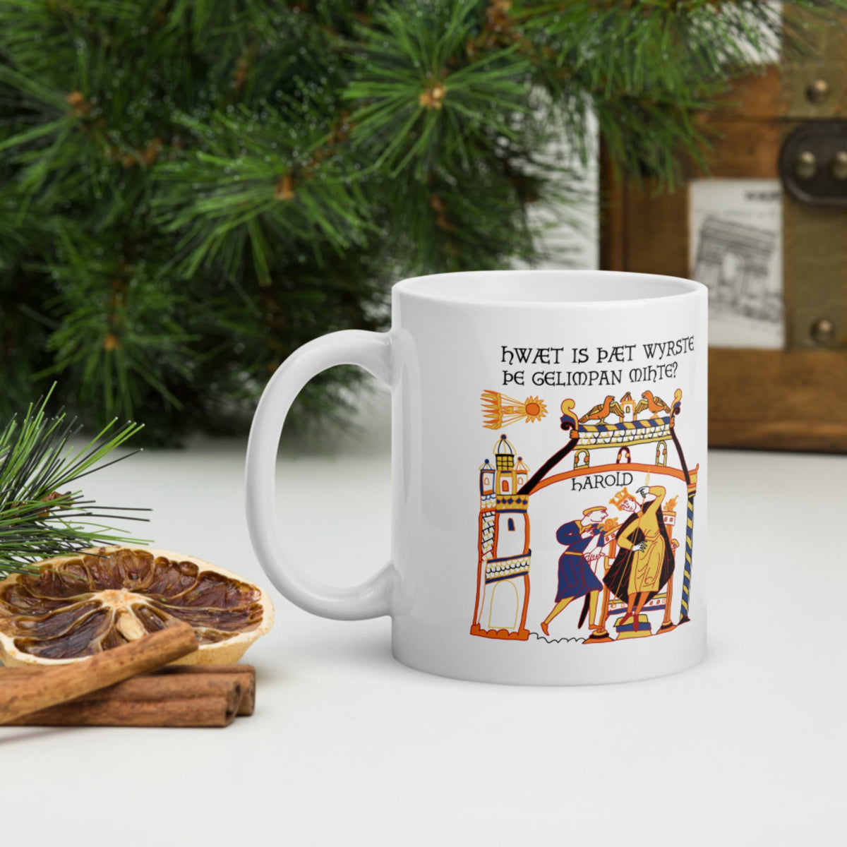 Bayeux Tapestry What's the Worst That Could Happen in Old English Mug - history buff gift by HistoHead