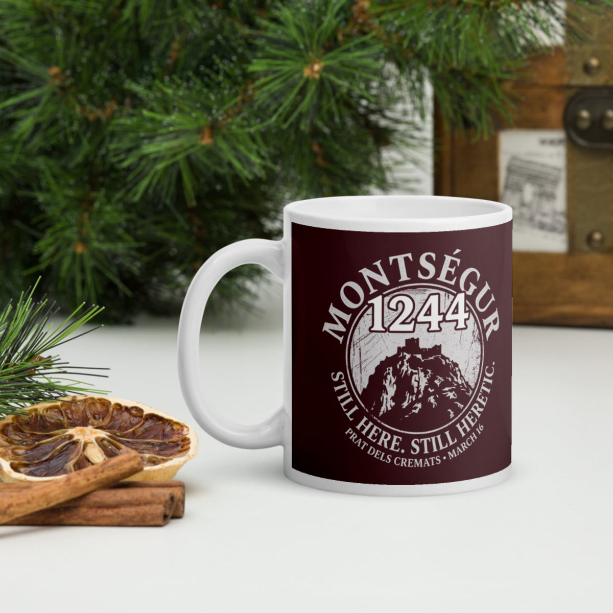 Montségur 1244 Still Here Still Heretic Mug - history buff gift by HistoHead