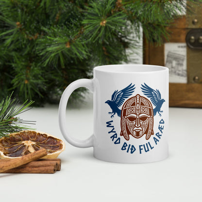 Wyrd Bið Ful Aræd Sutton Hoo Helmet Edition Mug - history buff gift by HistoHead