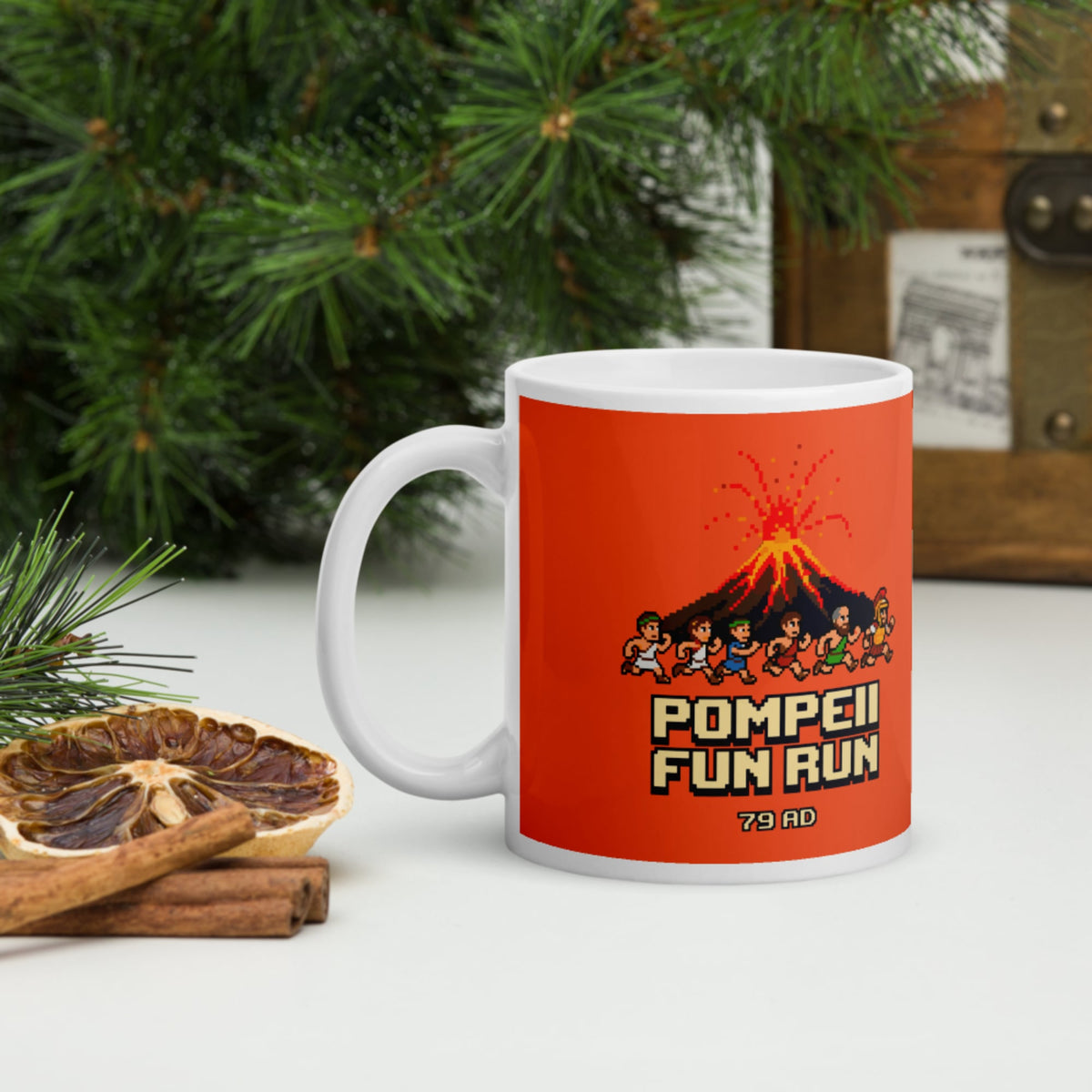 Pompeii Fun Run Pixel Art Mug - history buff gift by HistoHead