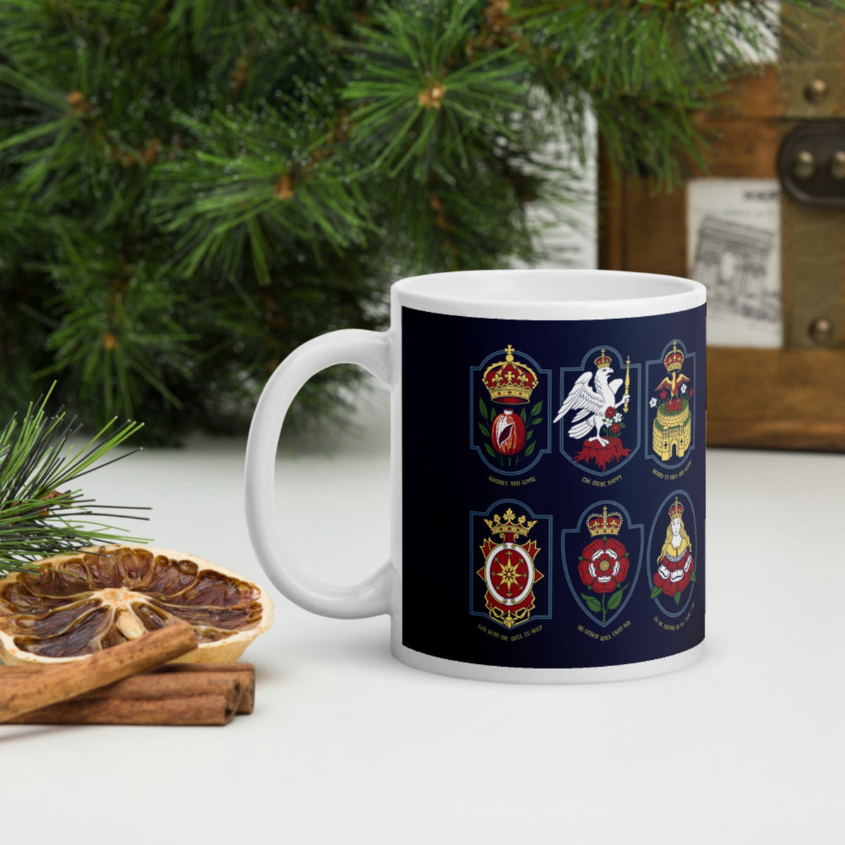 Six Wives Badges Mug - history buff gift by HistoHead