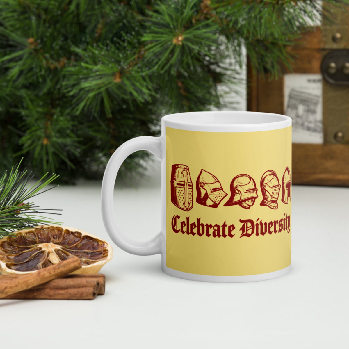 Celebrate Diversity Medieval Helmets Edition Mug - history buff gift by HistoHead