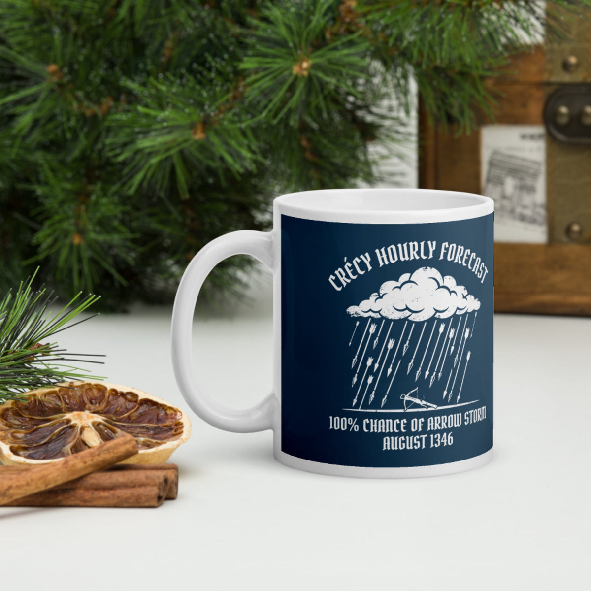 Crecy Arrow Storm Forecast Mug - history buff gift by HistoHead