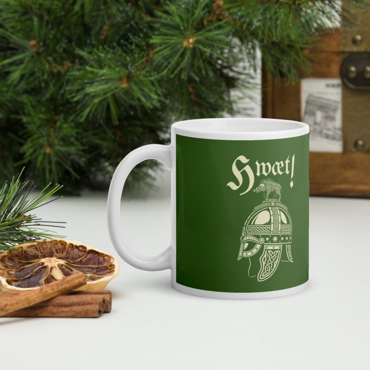 Hwæt Boar-Crested Helmet Mug - history buff gift by HistoHead