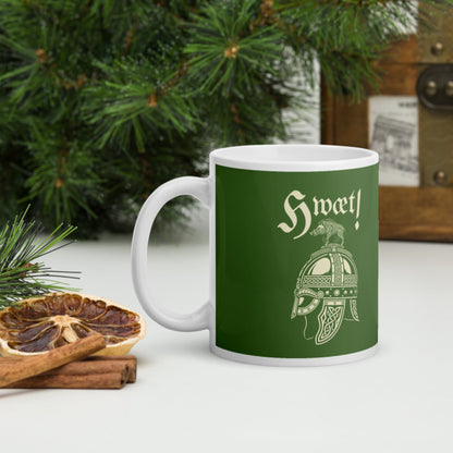 Hwæt Boar-Crested Helmet Mug - history buff gift by HistoHead