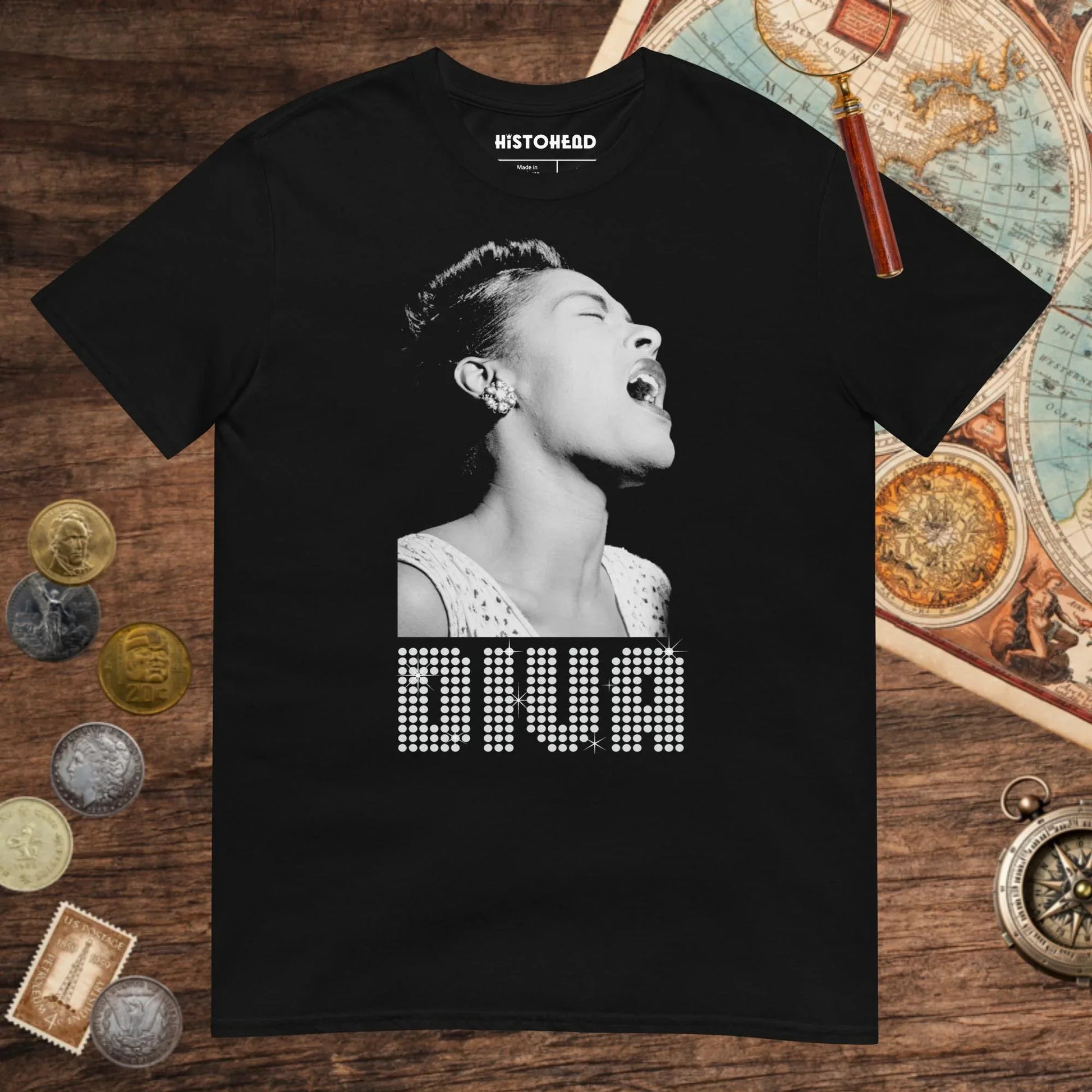 Black Billie Holiday Diva Tee - history buff gift by HistoHead