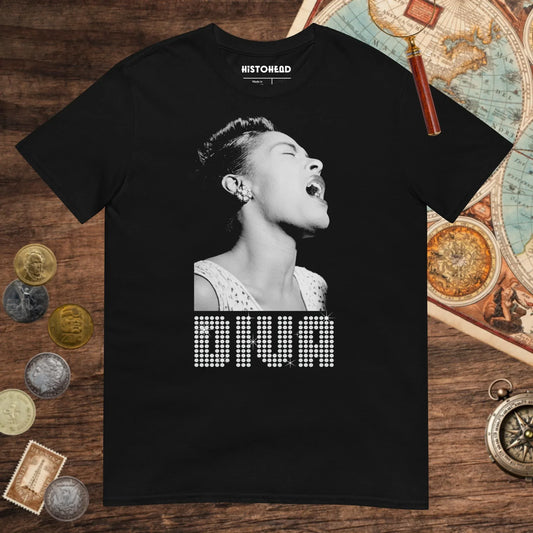 Black Billie Holiday Diva Tee - history buff gift by HistoHead