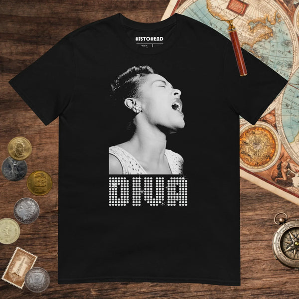 Black Billie Holiday Diva Tee - history buff gift by HistoHead