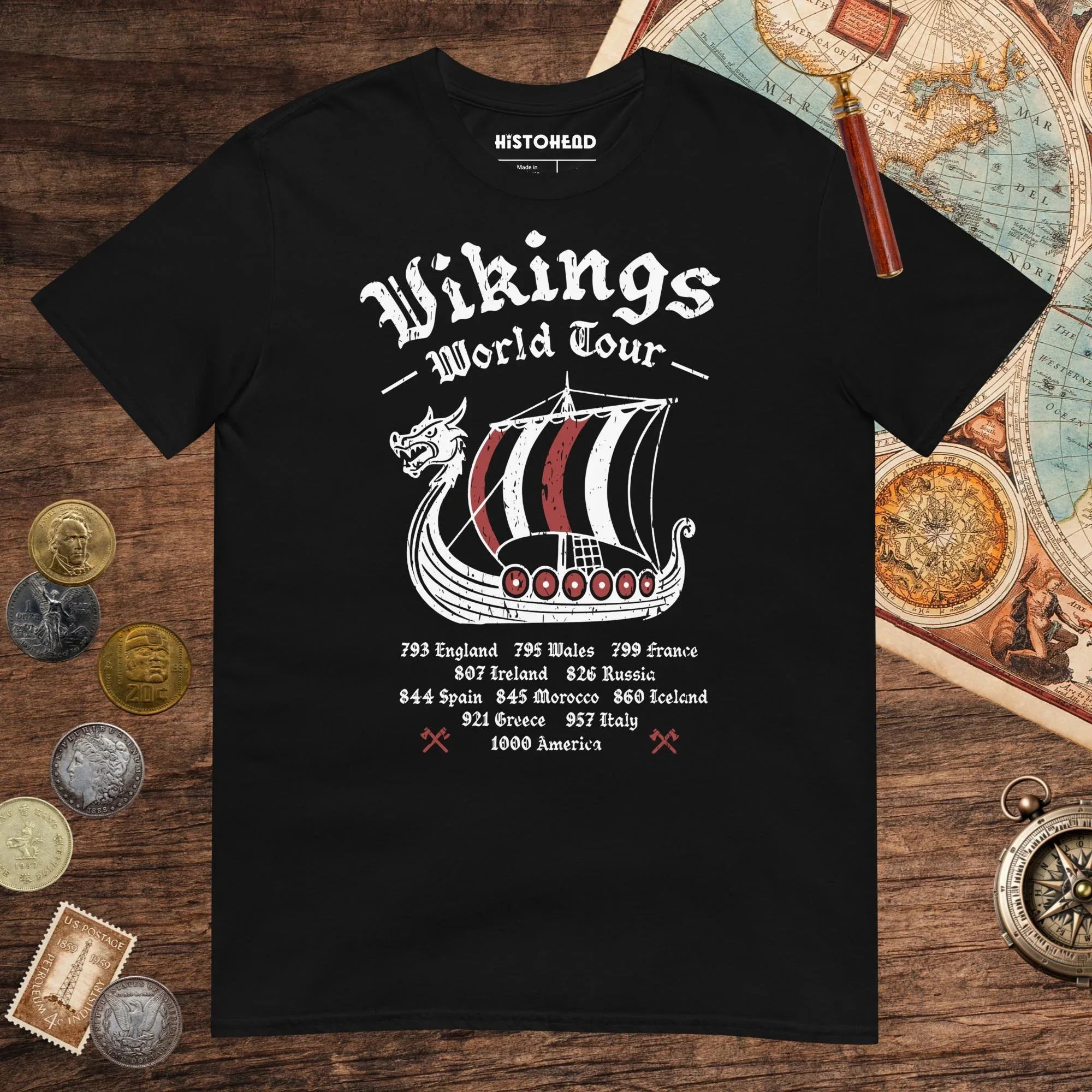 Black Vikings World Tour Tee - history buff gift by HistoHead