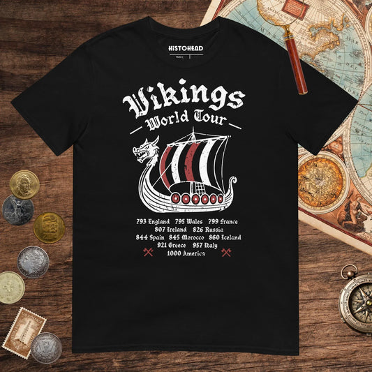 Black Vikings World Tour Tee - history buff gift by HistoHead