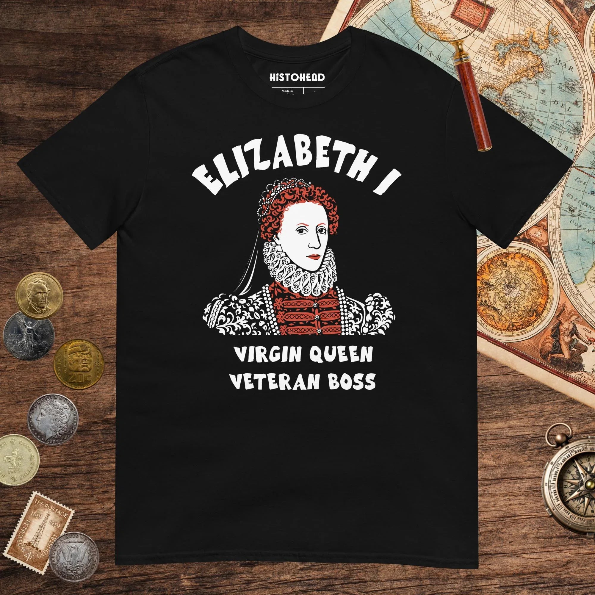 Black Elizabeth I Virgin Queen Tee - history buff gift by HistoHead