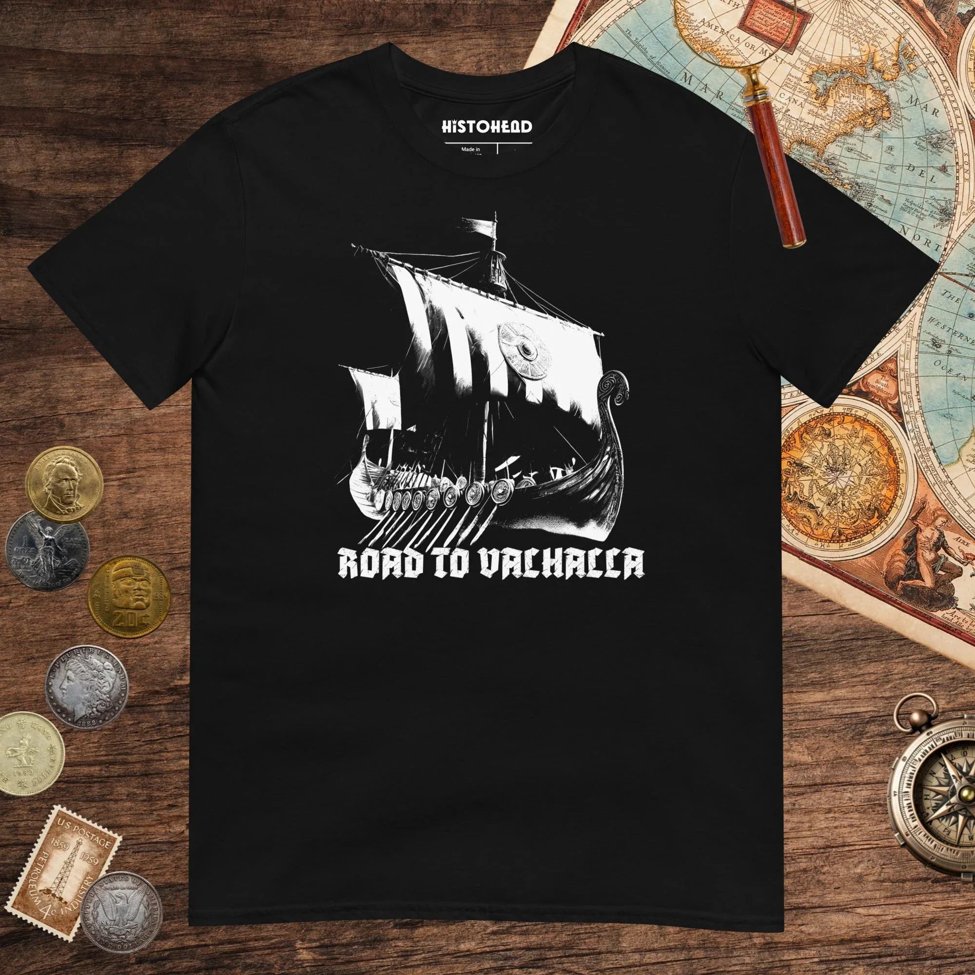 Black Road to Valhalla Tee - history buff gift by HistoHead