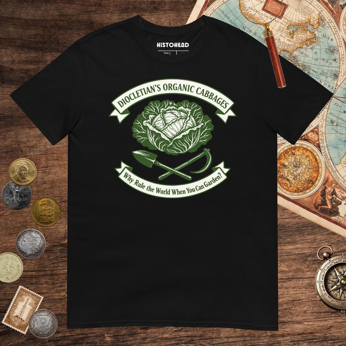 Black Diocletian's Cabbage Tee - history buff gift by HistoHead