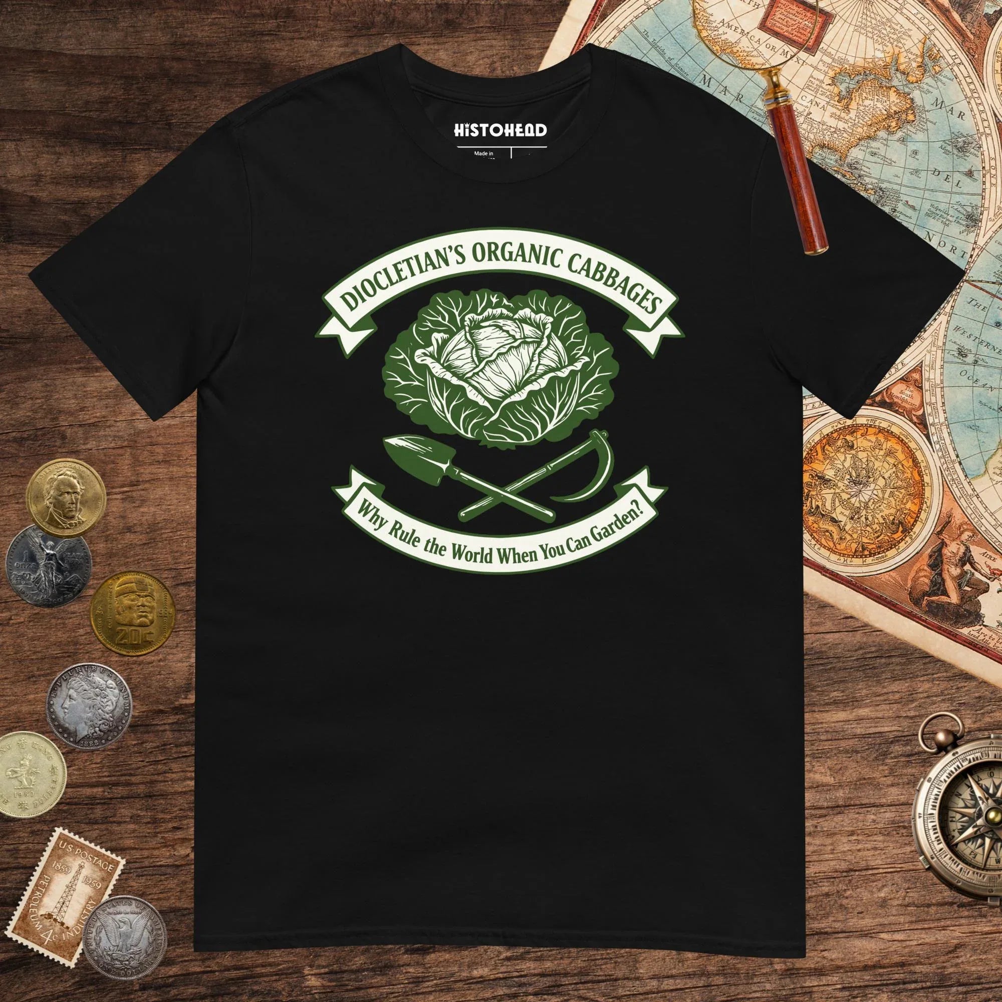 Black Diocletian's Cabbage Tee - history buff gift by HistoHead