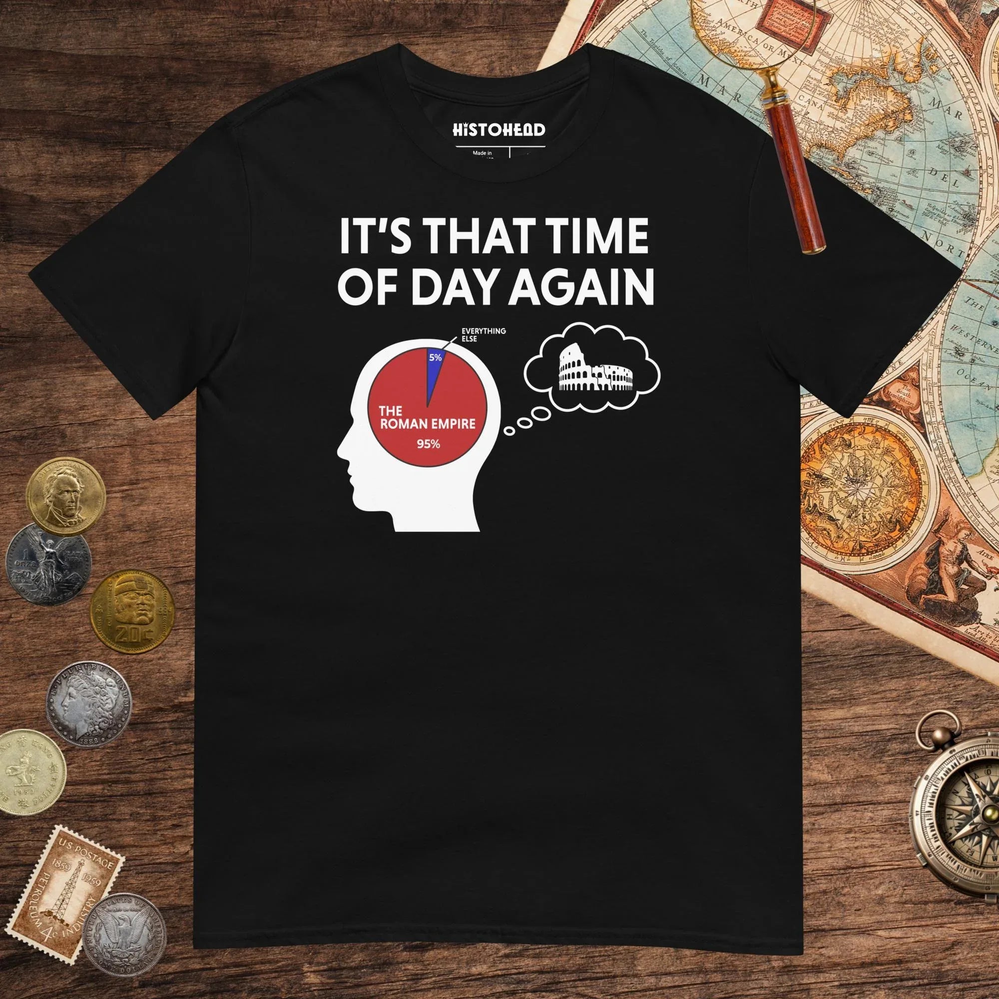 Black 95% Roman Empire Thoughts Tee - history buff gift by HistoHead