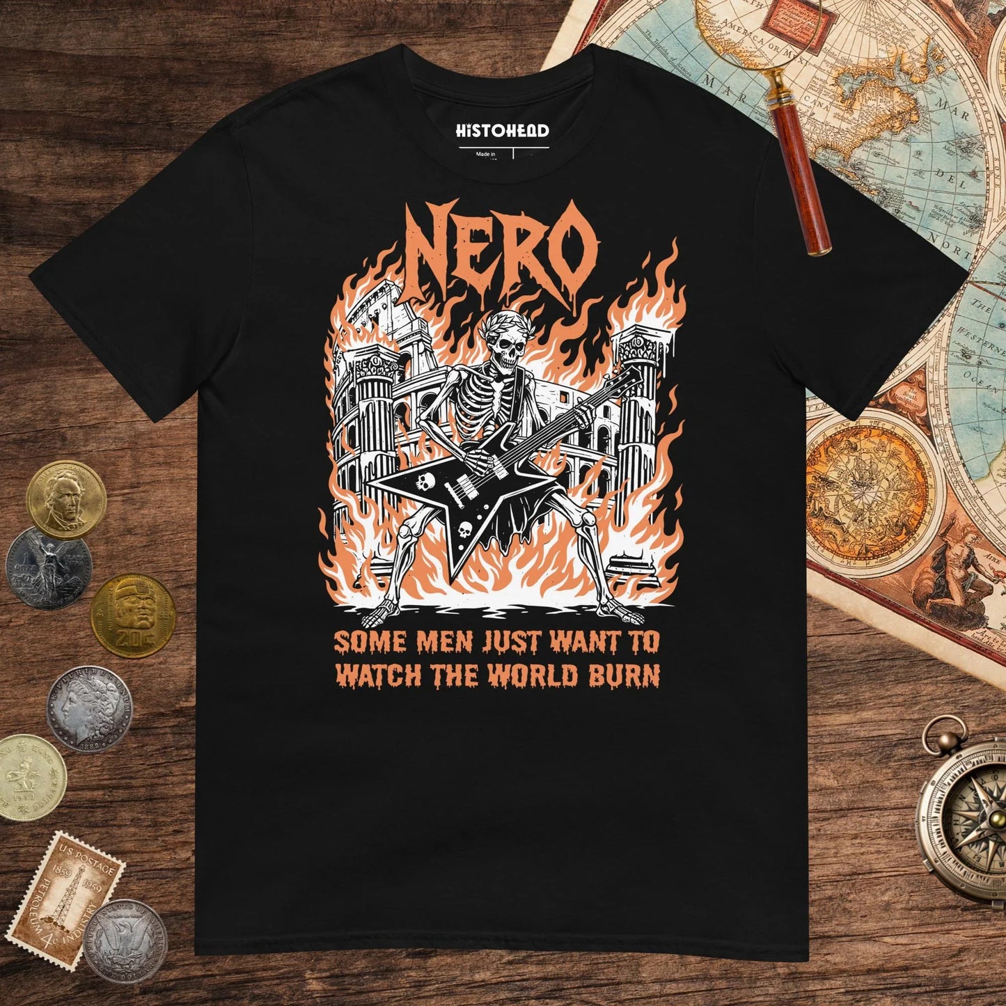 Black Nero Watch the World Burn Tee - history buff gift by HistoHead