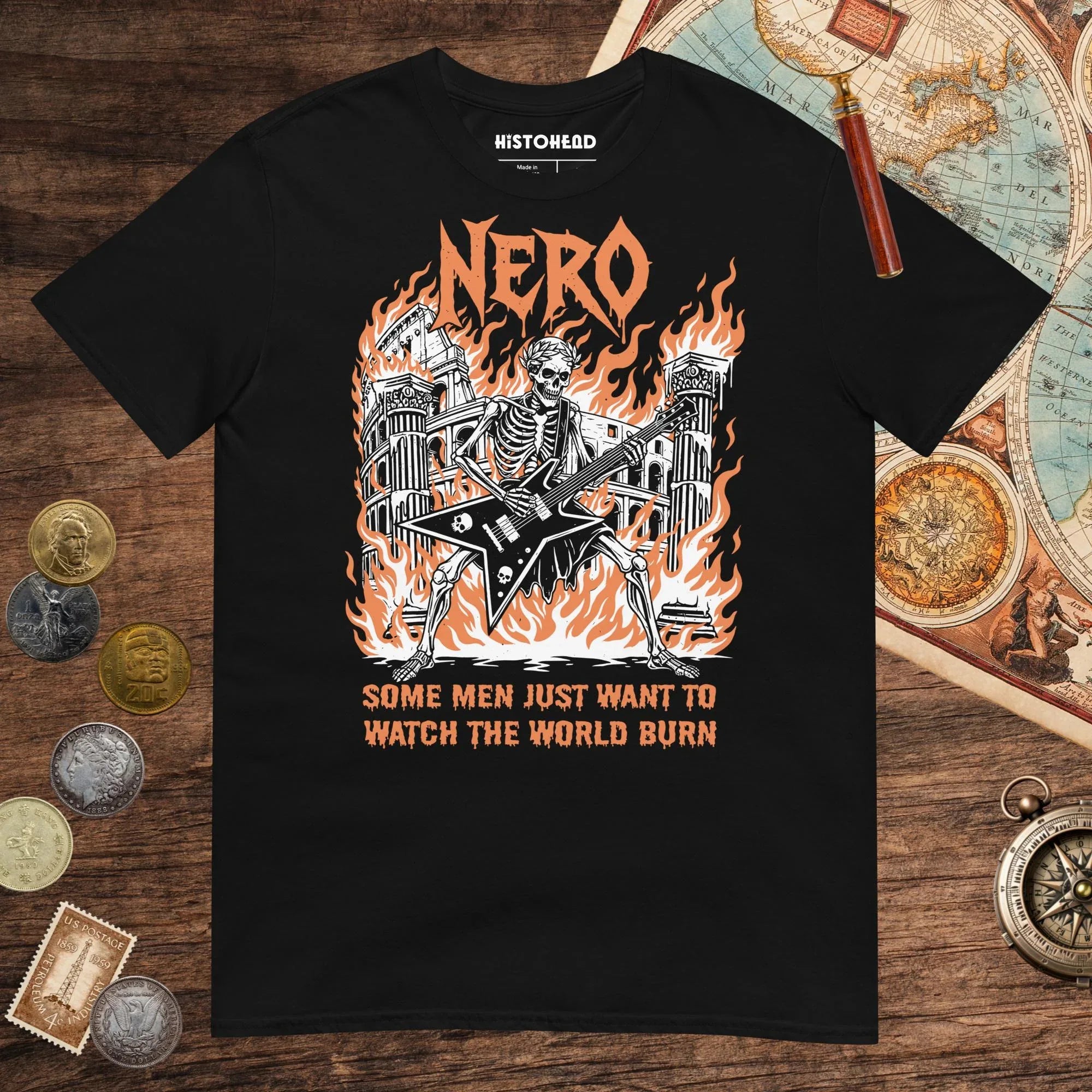 Black Nero Watch the World Burn Tee - history buff gift by HistoHead