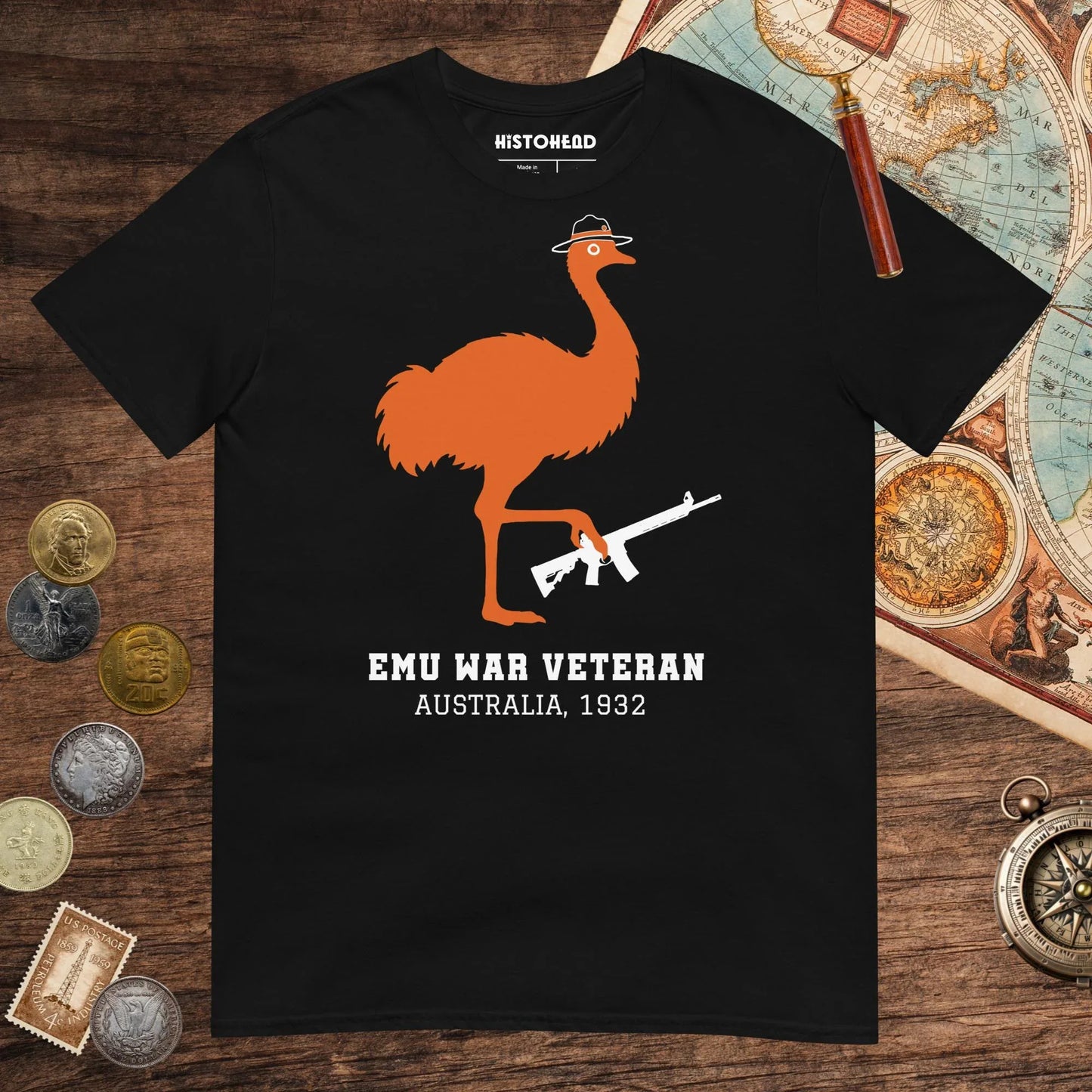 Black Emu War Veteran Tee - history buff gift by HistoHead