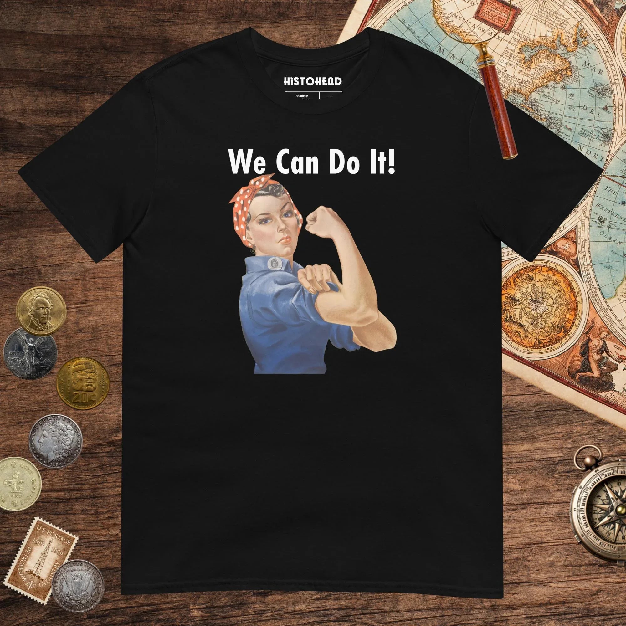 Black Rosie We Can Do It Tee - history buff gift by HistoHead