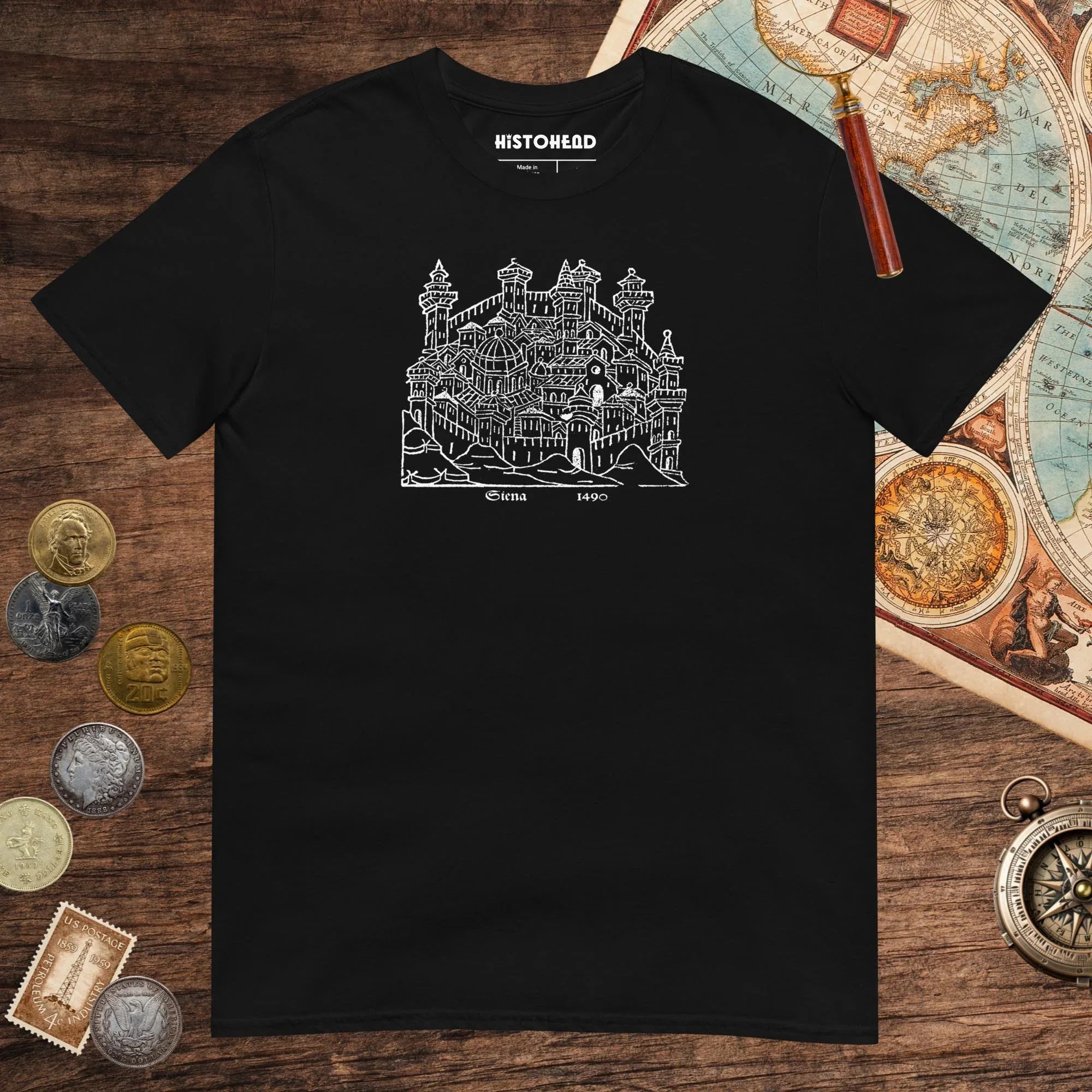 Black Siena 1490 Tee - history buff gift by HistoHead